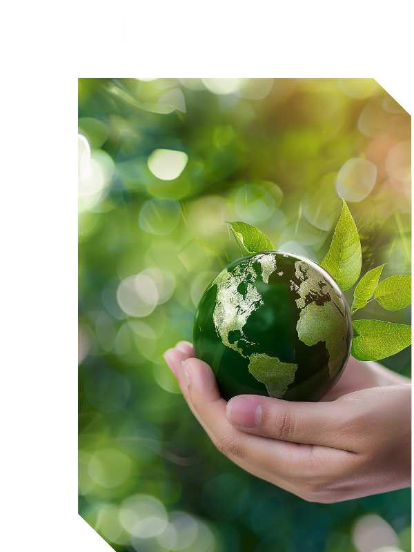Close-up of hands holding a small plant seedling, representing sustainability, environmental responsibility, and green event practices.